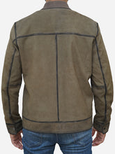 Load image into Gallery viewer, Men&#39;s Olive Green Suede Bomber Jacket in Leather
